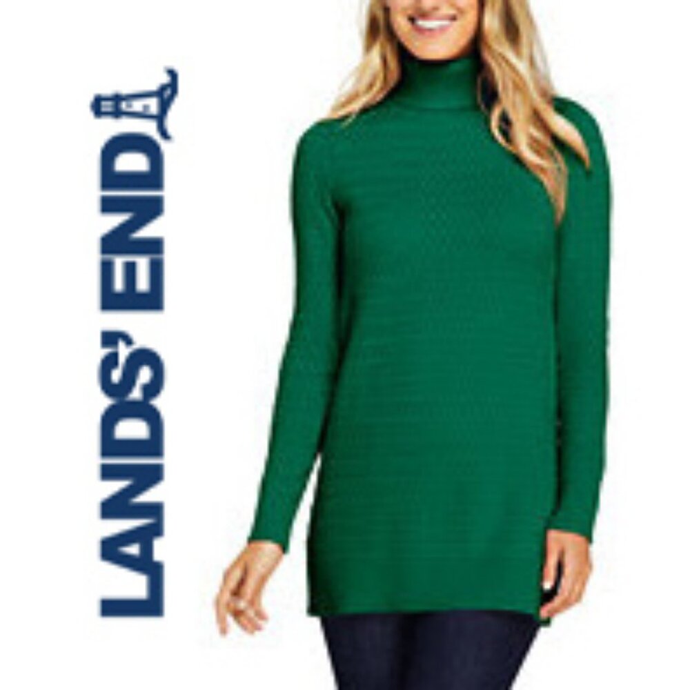 Women’s Tall Cotton Cable Turtleneck Tunick Sweater